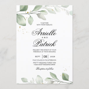Invitation Feuille bohème élégante à l'aquarelle