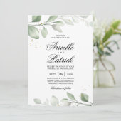 Invitation Feuille bohème élégante aquarelle (Debout devant)