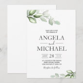 Invitation Feuille bohème élégante d'eucalyptus à l'aquarelle (Devant / Derrière)