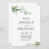 Invitation Feuille boho aquarelle élégante d'eucalyptus (Devant / Derrière)