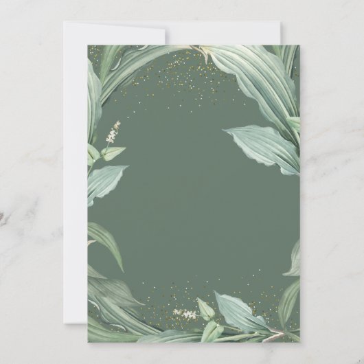 Invitation Feuille botanique Gold Script Graduation Party (Dos)