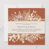Invitation Feuille Botanique Terracotta Crème Carré Mariage (Devant)