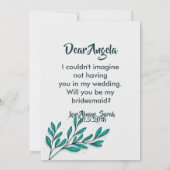 Invitation Feuille Bridesmaid Floral Gold (Dos)