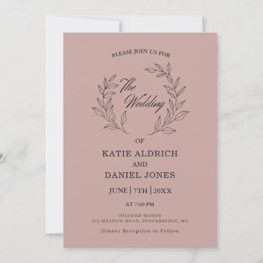 Invitation Feuille classique Lilac Purple QR Code Mariage (Devant)