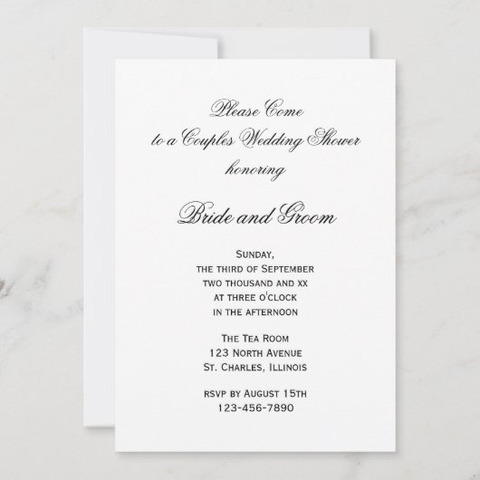 Invitation Feuille  Couples Wedding shower (Dos)