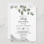 Invitation Feuille d'aquarelle verte douce | Poussière d'or | (Devant)