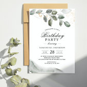 Invitation Feuille d'aquarelle verte douce | Poussière d'or