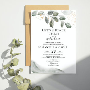 Invitation Feuille d'aquarelle verte douce Poussière d'or