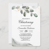 Invitation Feuille d'aquarelle verte douce | Poussière d'or (Devant)