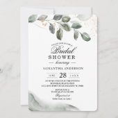 Invitation Feuille d'aquarelle verte douce | Poussière d'or (Devant)