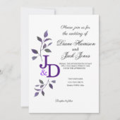 Invitation Feuille d'aquarelle violette Mariage (Devant)