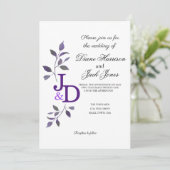 Invitation Feuille d'aquarelle violette Mariage (Debout devant)