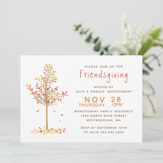 Invitation Feuille d'arbre d'automne d'aquarelle de (Debout devant)
