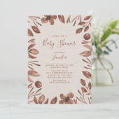Invitation Feuille d'automne | Baby shower neutre aquarelle (Debout devant)