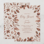 Invitation Feuille d'automne | Baby shower neutre aquarelle (Devant / Derrière)
