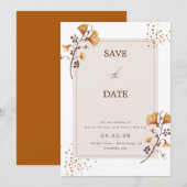 Invitation Feuille d'automne dorée élégante Enregistrer la da (Devant / Derrière)