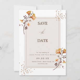 Invitation Feuille d'automne dorée élégante Enregistrer la da