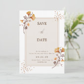 Invitation Feuille d'automne dorée élégante Save The Date (Debout devant)