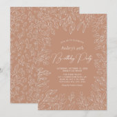Invitation Feuille d'automne | Fête d'anniversaire moderne d' (Devant / Derrière)