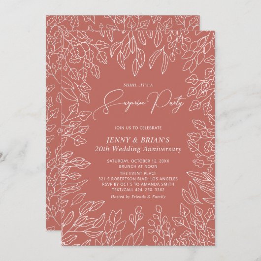 Invitation Feuille d'automne | Moderne anniversaire de mariag (Devant / Derrière)