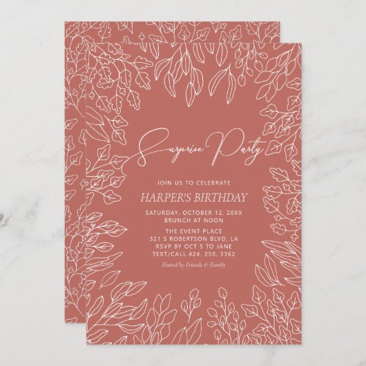 Invitation Feuille d'automne | Motif d'automne moderne fête d (Devant / Derrière)
