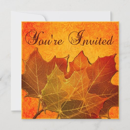 Invitation Feuille d'automne orange, coutume de Thanksgiving (Devant)