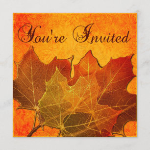 Invitation Feuille d'automne orange Coutume de Thanksgiving