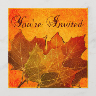 Invitation Feuille d'automne orange Coutume de Thanksgiving