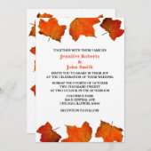 Invitation Feuille d'automne rustique brûlé Mariage blanc d'é (Devant / Derrière)