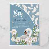 Invitation Feuille de Baby Blue Swan (Recto)