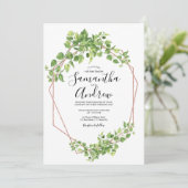 Invitation Feuille de Boho aquarelle élégante Rose Gold Green (Debout devant)