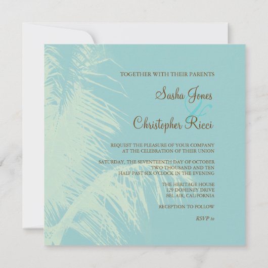 Invitation feuille de coco PixDezines silhouette/do-it-yourse (Dos)