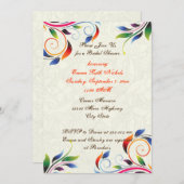 Invitation Feuille de défilement colorée ecru mariage douche  (Devant / Derrière)