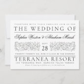 Invitation Feuille de défilement officiel Mariage noir et bla (Devant)