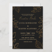 Invitation Feuille de Glod espagnol Notre Mariage (Devant)