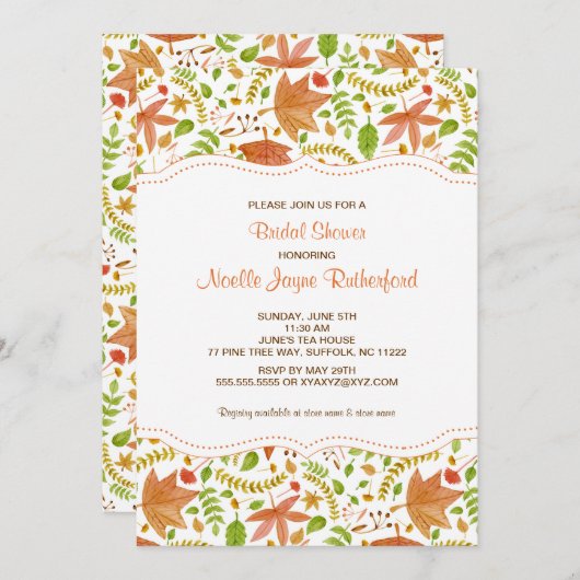 Invitation feuille de l'aquarelle d'automne (Devant / Derrière)