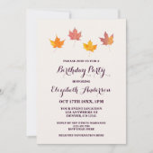 Invitation Feuille de l'érable Anniversaire d'automne (Devant)