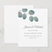 Invitation Feuille de l'Eucalyptus aquarelle (Devant / Derrière)