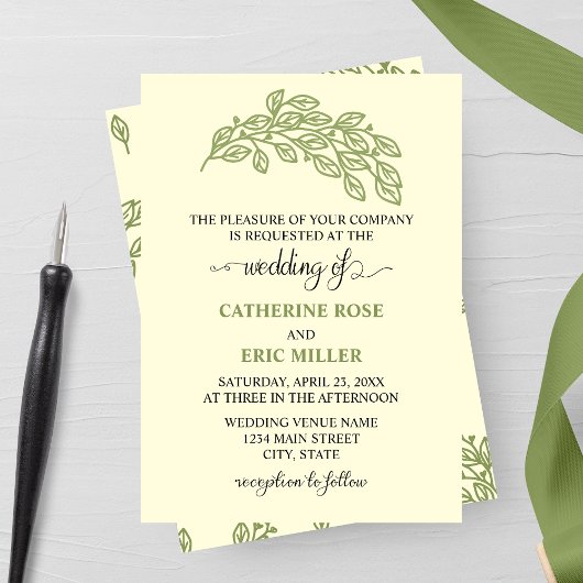 Invitation Feuille de ligne artistique Mariage