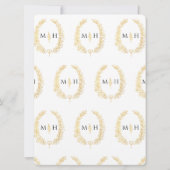 Invitation Feuille de ligne ovale mariage or noir et blanc (Dos)