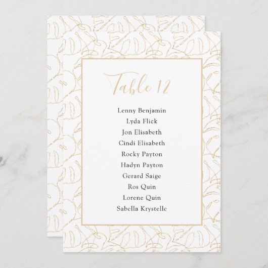 Invitation Feuille de monstre d'or Tableau Numéro de siège (Devant / Derrière)