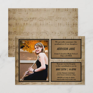 Invitation Feuille de musique avec photo - 3x5 Grad Faire-par