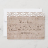 Invitation Feuille de musique romantique Dentelle Be my MATRO (Dos)