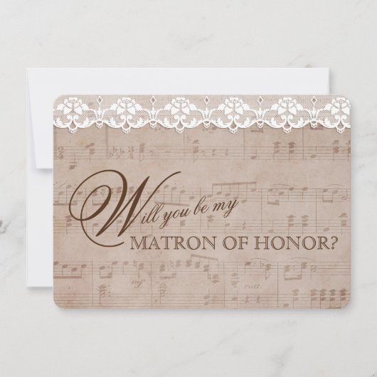 Invitation Feuille de musique romantique Dentelle Be my MATRO (Devant)