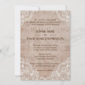 Invitation Feuille De Musique Romantique Et Mariage De Dentel (Devant)
