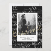 Invitation Feuille de musique Script Black Photo Drive-by Gra (Devant)