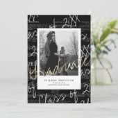 Invitation Feuille de musique Script Black Photo Drive-by Gra (Debout devant)