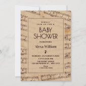 Invitation Feuille de notes de musique classique bébé shower (Devant)