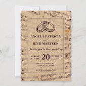 Invitation Feuille de notes de musique classique de mariage (Devant)