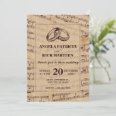 Invitation Feuille de notes de musique classique de mariage (Debout devant)